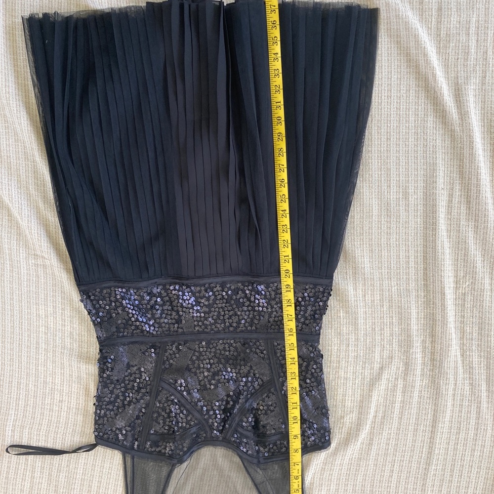 BCBG Black Mesh Sequence Pleated Dress - Picture 12 of 13